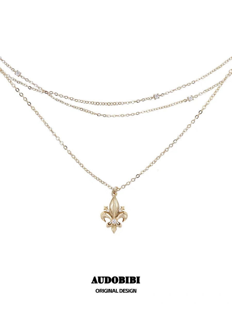 Champagn Iris Gold Plating Multi-layered Necklace (detachable layer)