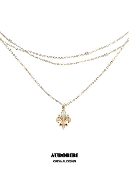 Champagn Iris Gold Plating Multi-layered Necklace (detachable layer)
