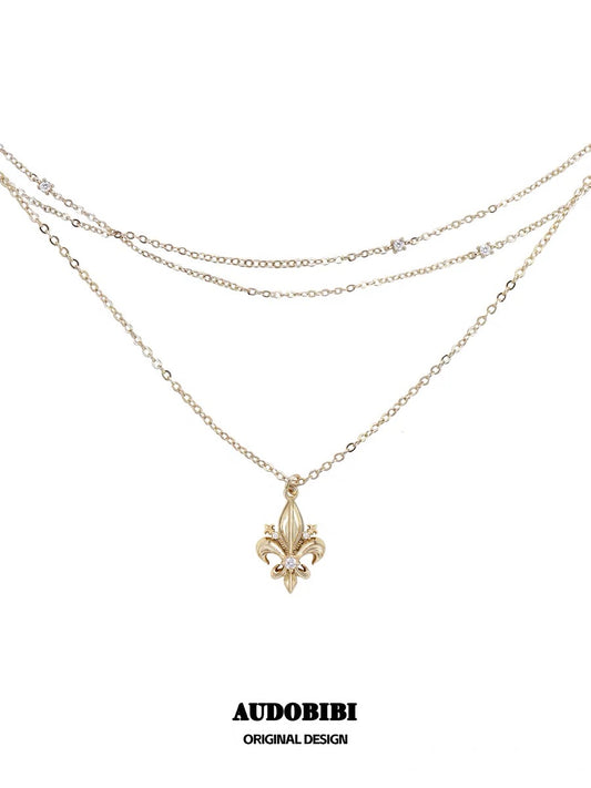 Champagn Iris Gold Plating Multi-layered Necklace (detachable layer)