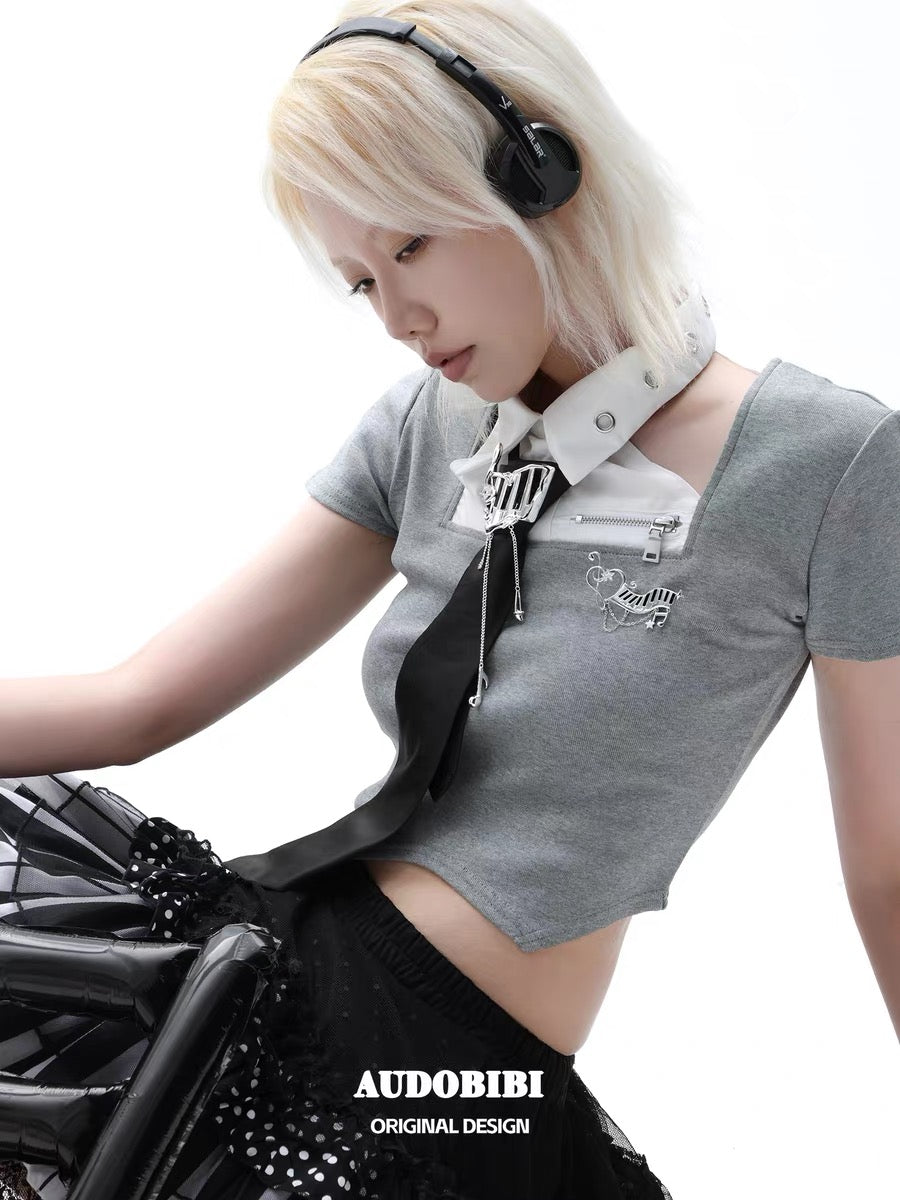Melody Etude Platinum Plating Piano Keys Brooch