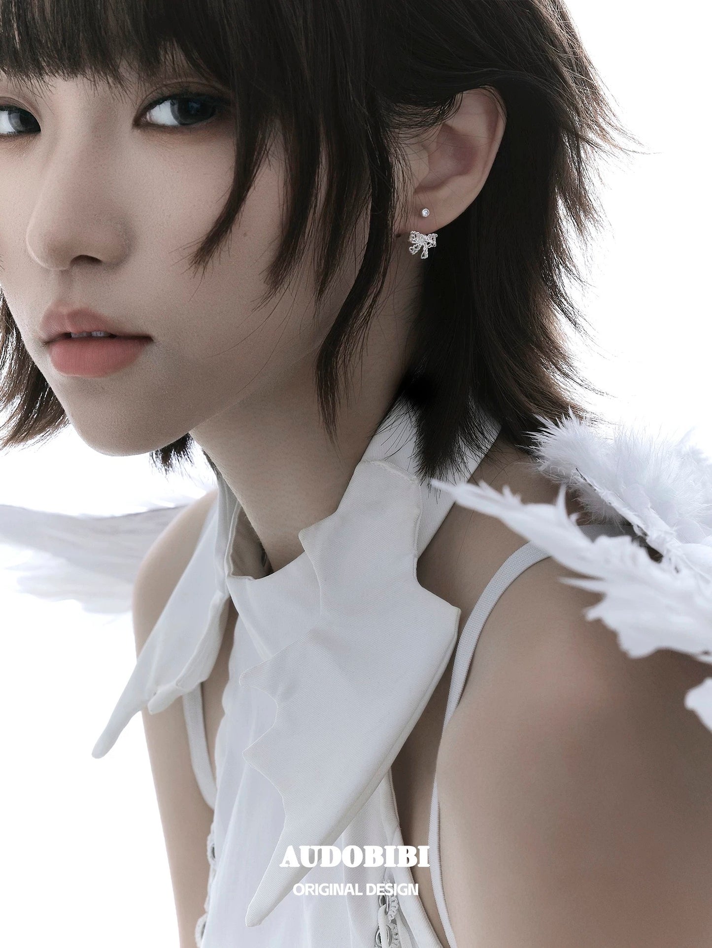 Dreaming in Lace 18K Platinum Plating Ribbon Detachable Earrings (Ver.2)