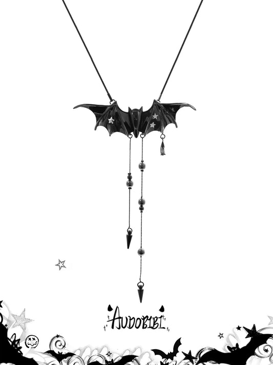 Little Devil Black Gold Plating Bat Wings Necklace
