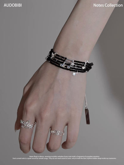 Melody Etude S925 Sterling Silver Sheet Music Couple Ring