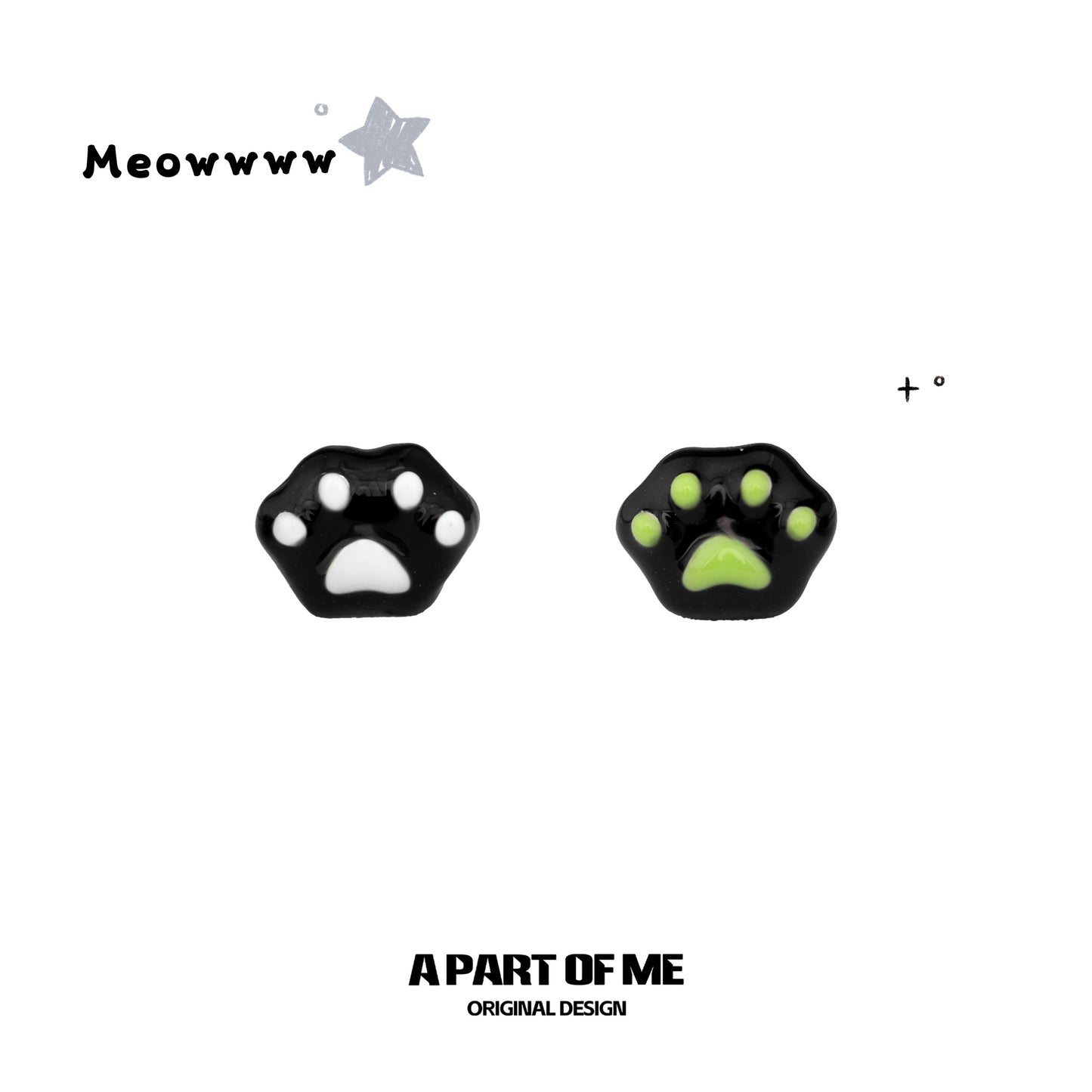 Kitten Paws Resin Coating Black Cat Stud Earrings