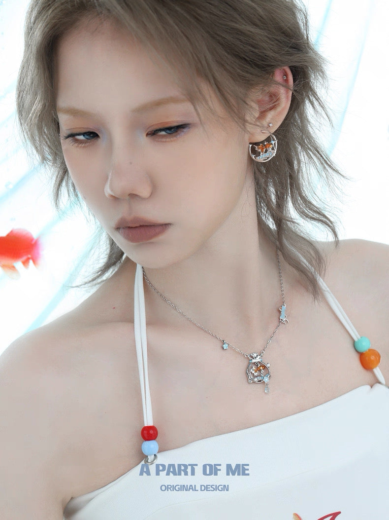 Dreamcore Goldfish 18K Platinum Plating Trapped in a Plastic Bag Necklace