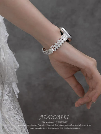 Dreaming in Lace 18K Platinum Plating Metal Apple Watch Band