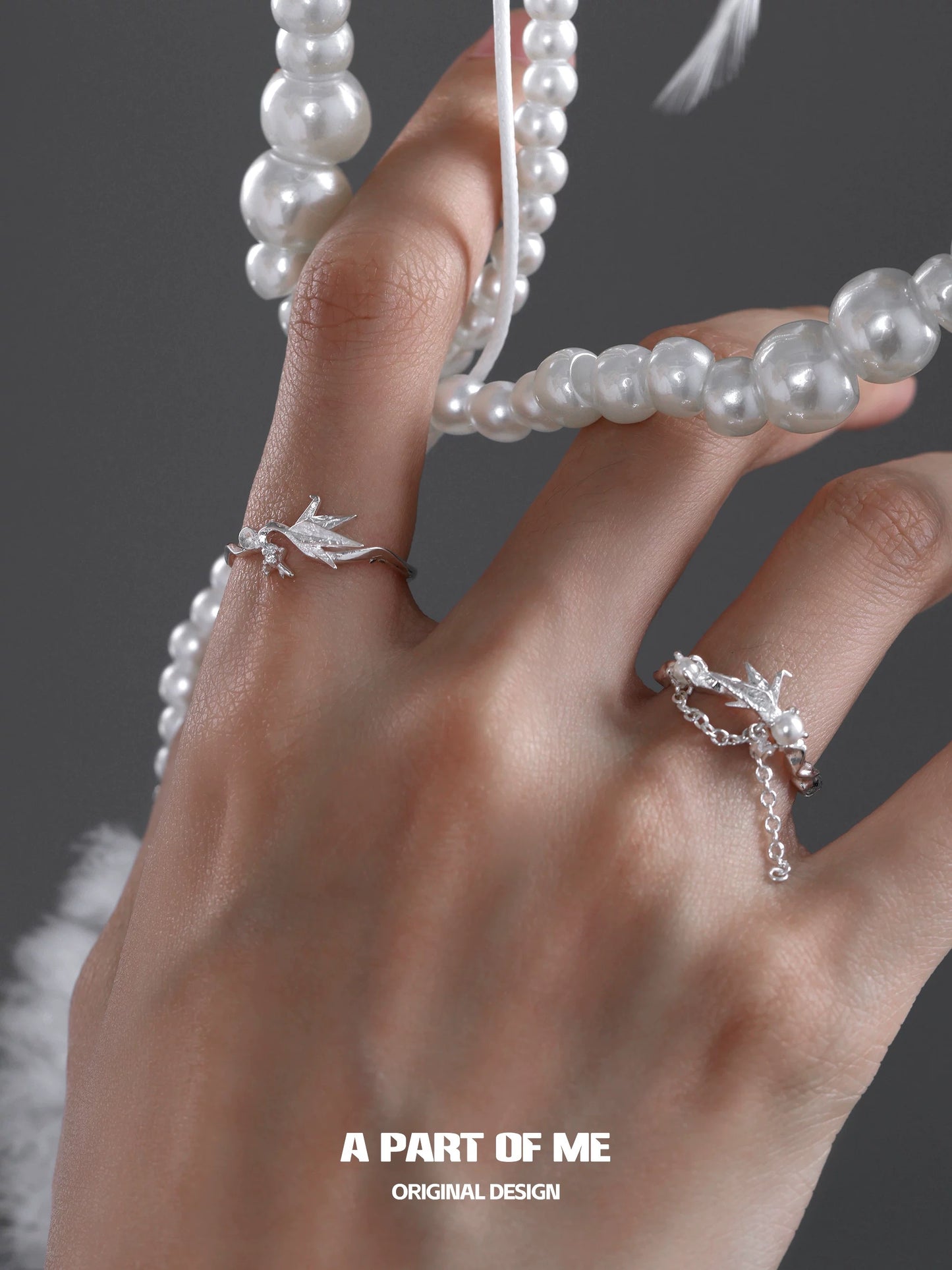 Corigami Era S925 Sterling Silver Paper Crane Adjustable Rings