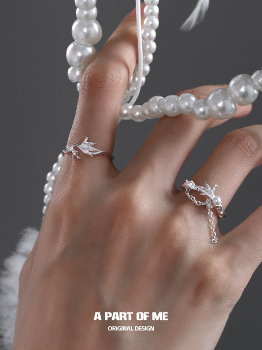 Corigami Era S925 Sterling Silver Paper Crane Adjustable Rings