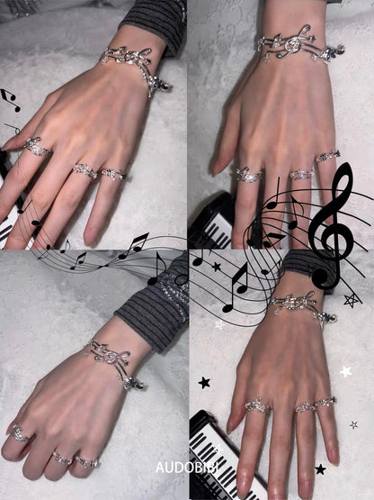Melody Etude 18K Platinum Plating Sheet Music Angel Wings Bangle