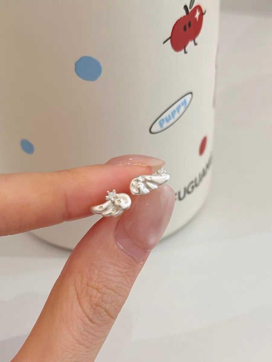 Angel Dream S925 Sterling Silver Mini Angel Wings Stud Earrings