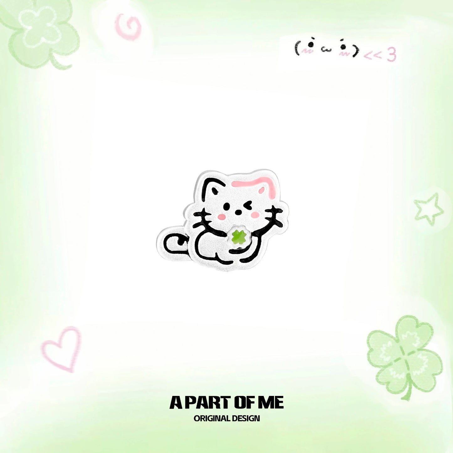 The Lucky Clover Kitten & Puppy 18K Platinum Plating Stud Earrings