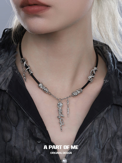 Year of the Snake 18K Platinum Plating Leather Snake Necklace