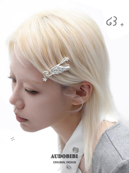Angel Notes Platinum Plating Treble Clef & Angel Wings Hair Clip