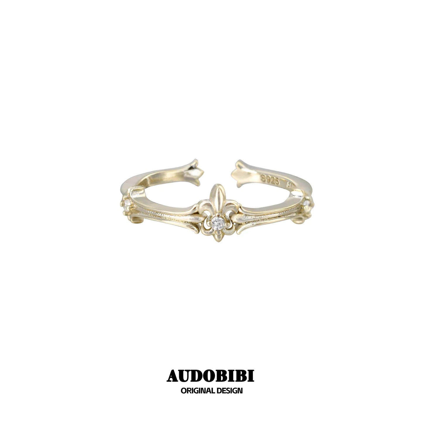 Champagne Gold Iris S925 Silver with Gold-plating Mini Pinky Size Ring Stack