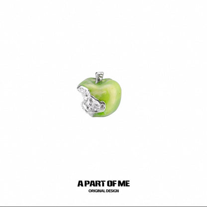 Apple Slice 18K Platinum Plating Green & Red Apple Stud Earrings
