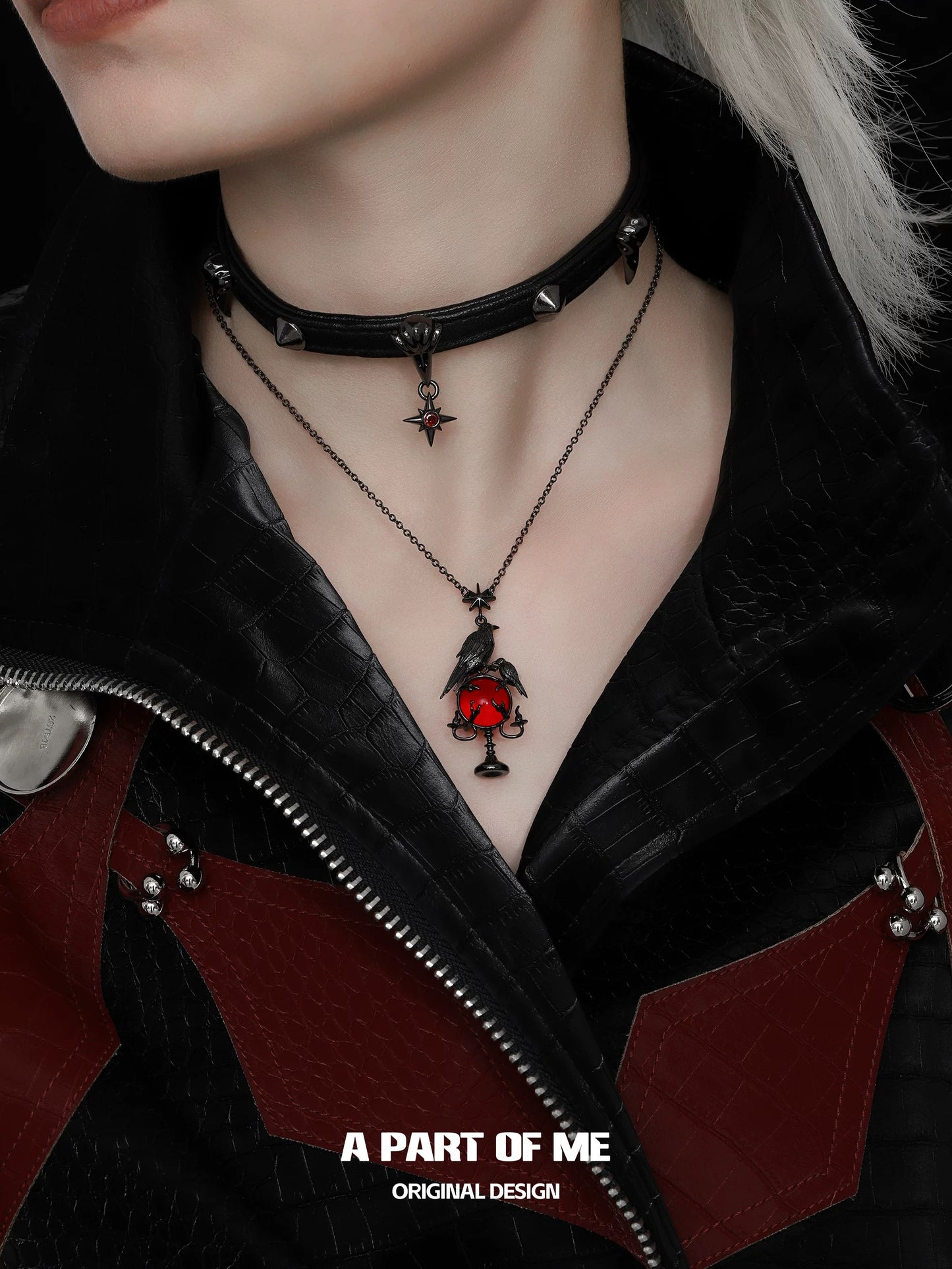The Prophecy: Crow & Candelabra 18K Black Gold Plated Gothic Pendant Necklace