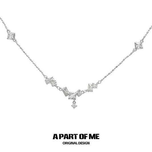 Angled Series S925 Sterling Silver Zirconia Stone Necklace