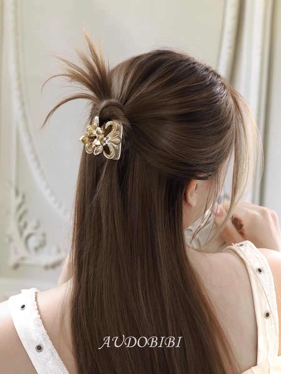 Champagne Gold Iris Gold-plated Hair Claws