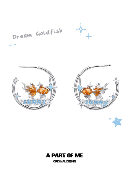 Dreamcore Goldfish 18K Platinum Plating Half Hoop Earrings