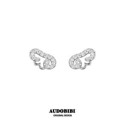 Judgement Angel S925 Sterling Silver Angel Wings & Cross Earring Set
