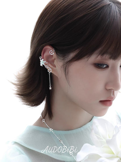 Dreamcore Lily 18K Platinum Plating Vine Asymmetry Ear Wraps