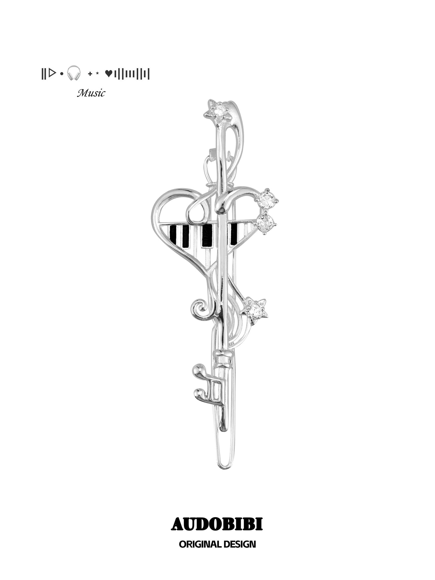 Melody Etude 18K Platinum Plating Treble Clef Hair Clip