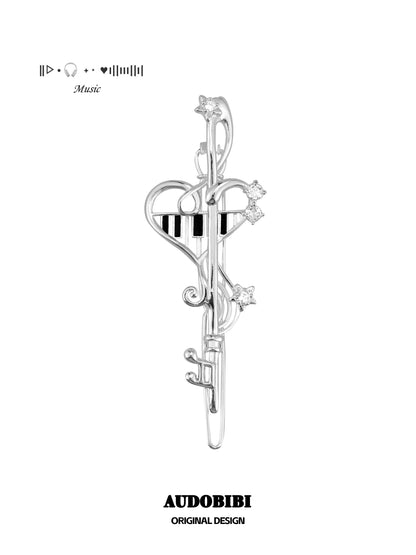 Melody Etude 18K Platinum Plating Treble Clef Hair Clip
