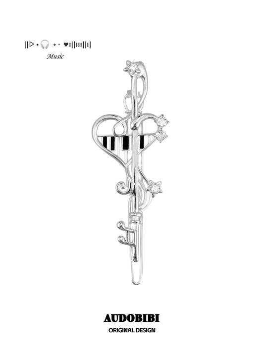 Melody Etude 18K Platinum Plating Treble Clef Hair Clip