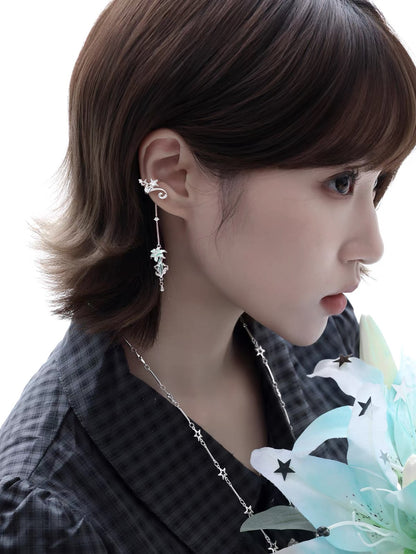 Dreamcore Lily 18K Platinum Plating Fairy Dangle Ear Cuffs