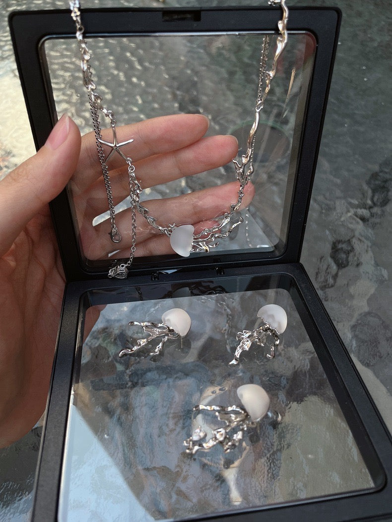 Jellyfish Bloom 18K Platinum Plating Earrings
