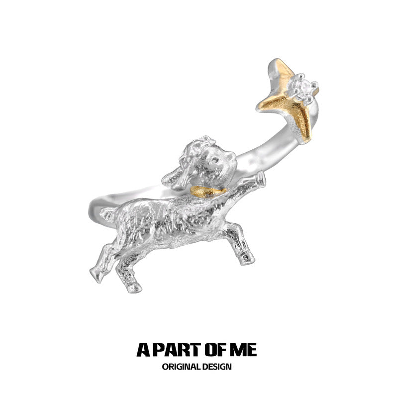 Goodnight Collection S925 Sterling Silver Lamb & Star Ring