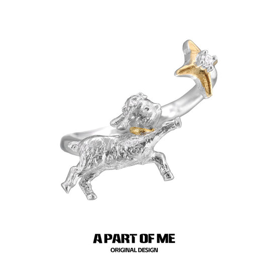Goodnight Collection S925 Sterling Silver Lamb & Star Ring