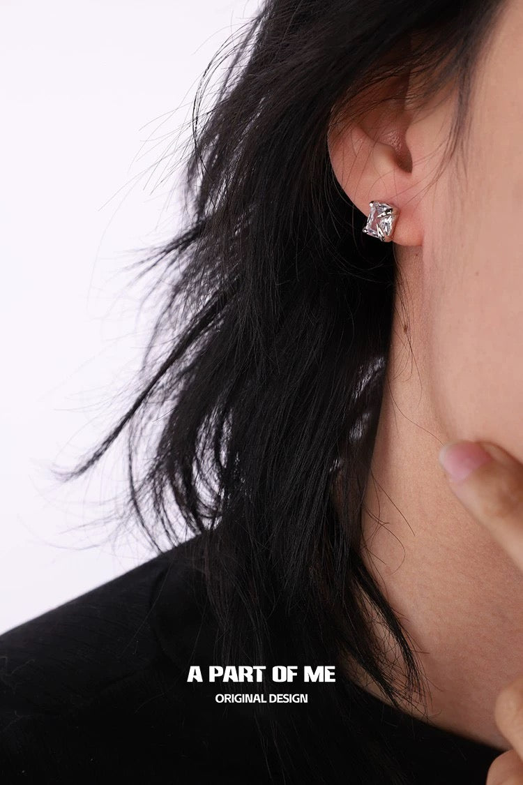 Touch S925 Sterling Silver Unisex Zircon Stud Earrings