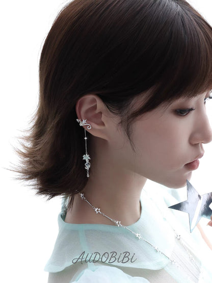 Dreamcore Lily 18K Platinum Plating Fairy Dangle Ear Cuffs