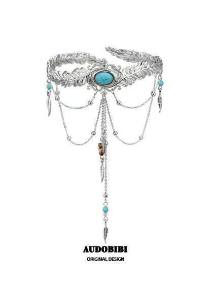 Plume Collection 17K Platinum Plating Turquoise Armband/Armlet
