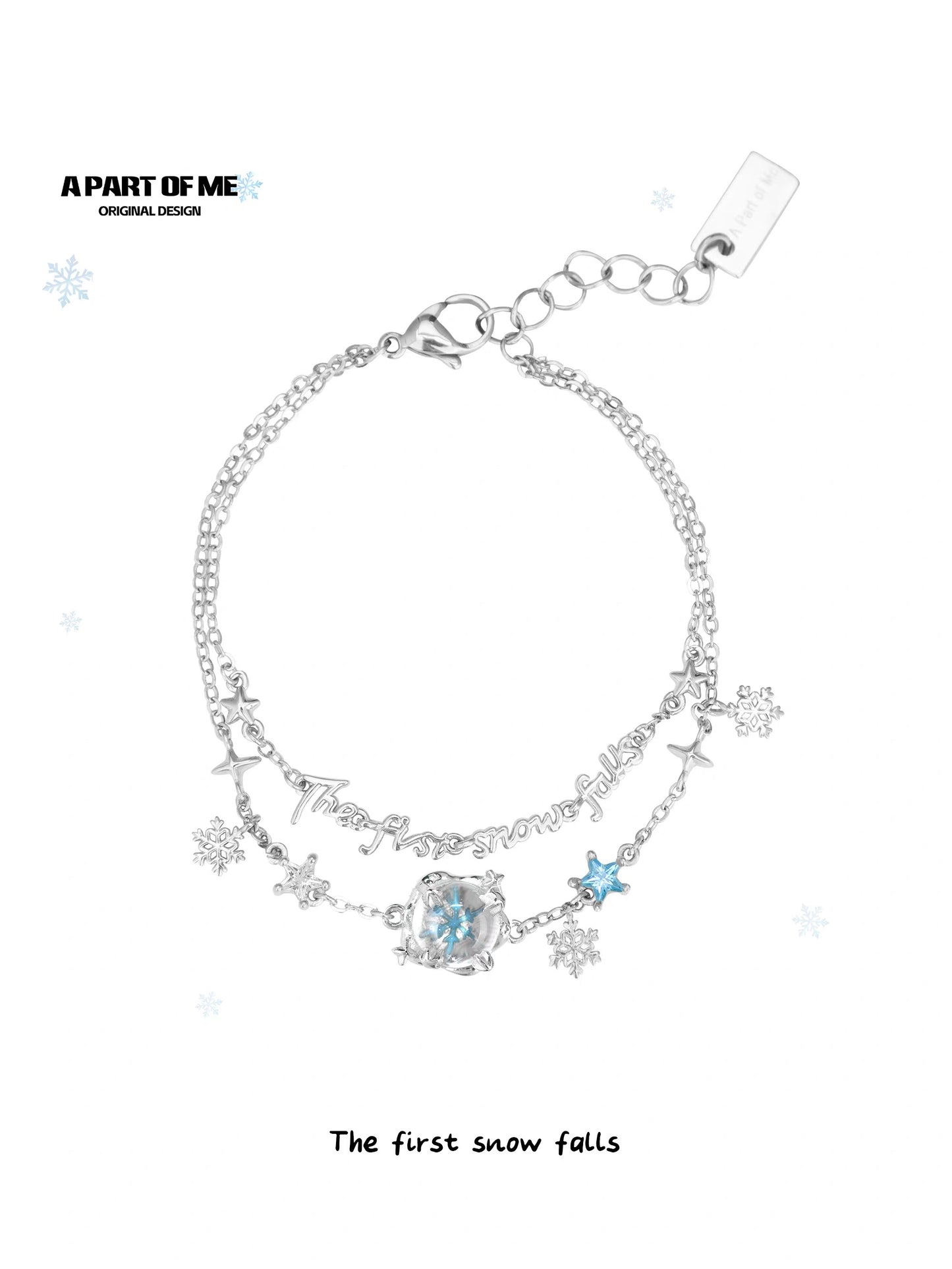 The First Snow Falls 18K Platinum Plating Crystal Glass Double Layer Bracelet