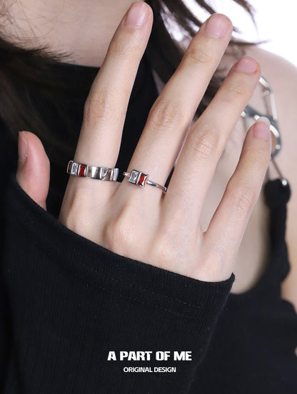 Dangerous Accomplice S925 Sterling Silver Red & White Zircon Ring