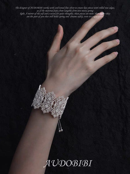 Dreaming in Lace Platinum Plating Statement Filigree Slider Bracelet