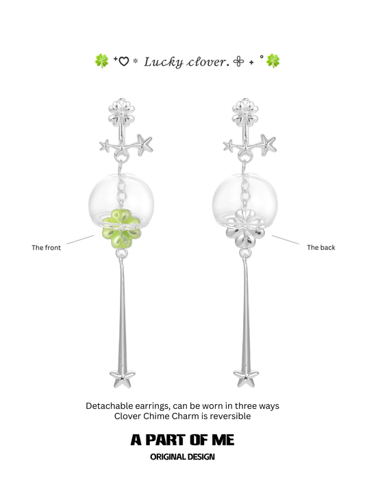 Celestial Clover 18K Platinum Plating Wind Chime Detachable Earrings
