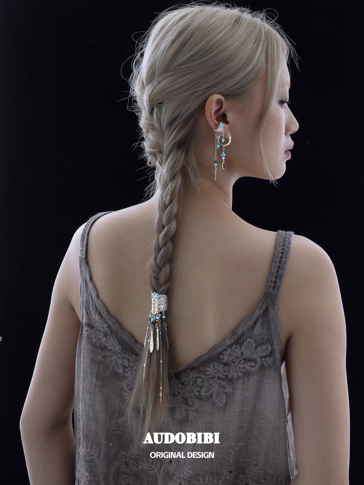 Plume Collection 18K Platinum Plating Tibetan Mountain Hair Holder (detachable tassel)