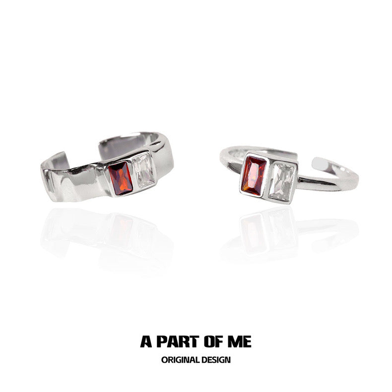 Dangerous Accomplice S925 Sterling Silver Red & White Zircon Ring