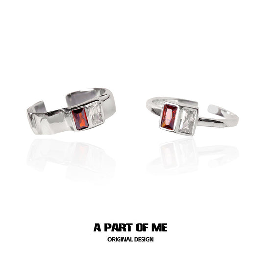 Dangerous Accomplice S925 Sterling Silver Red & White Zircon Ring