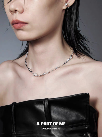Dawn Series 18K Platinum Plating White Agate Necklace