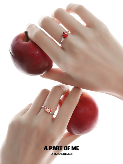 Apple Slice S925 Sterling Silver Adjustable Rings