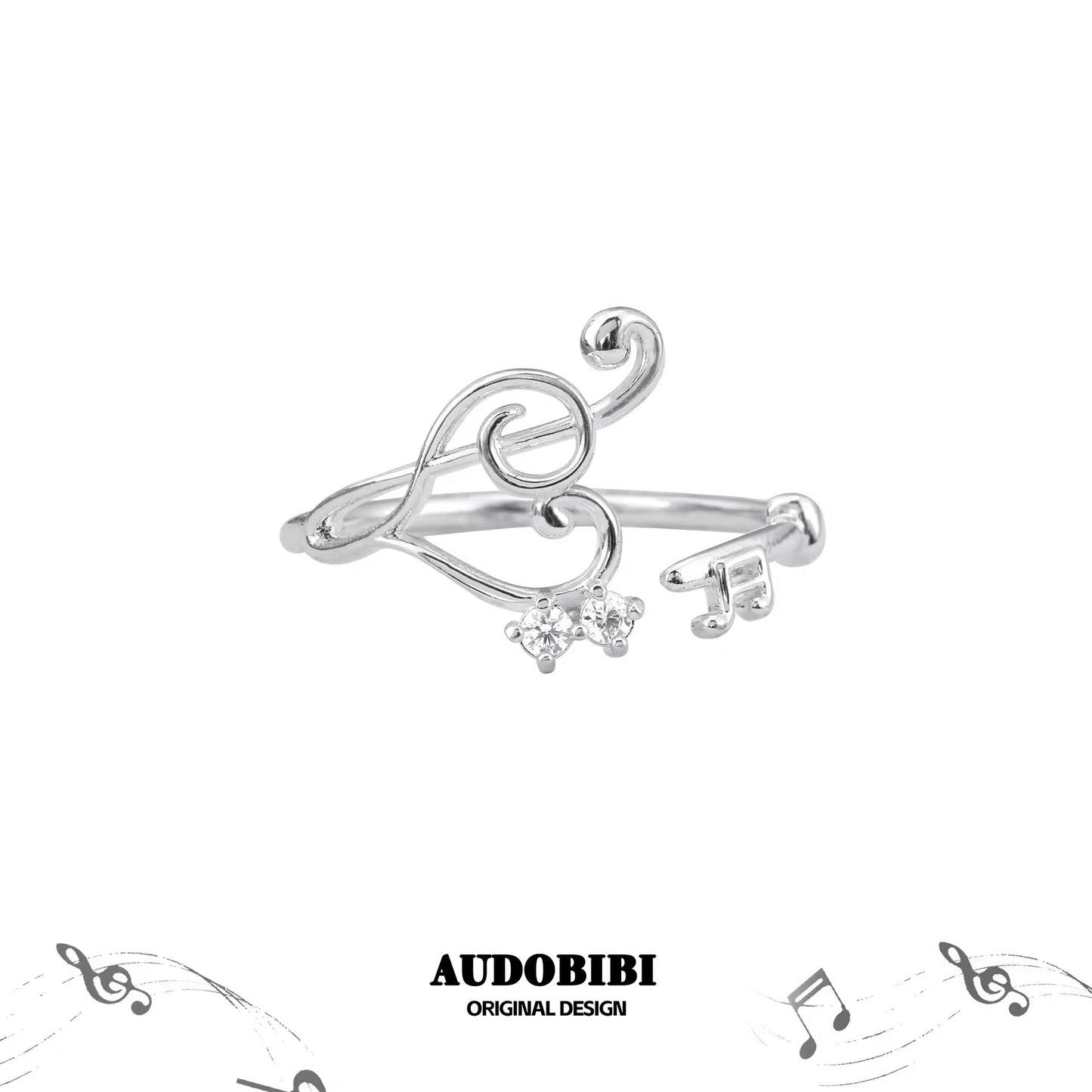 Melody Etude S925 Sterling Silver Music Core Adjustable Ring