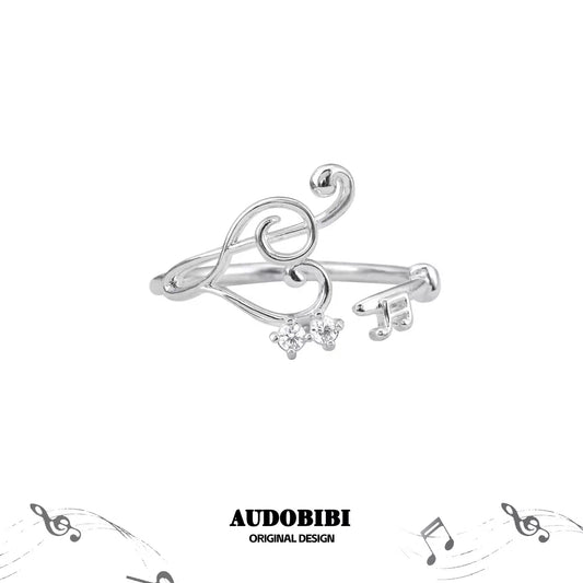 Melody Etude S925 Sterling Silver Music Core Adjustable Ring