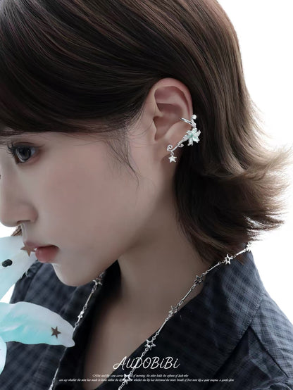 Dreamcore Lily 18K Platinum Plating Vine & Star Ear Cuffs