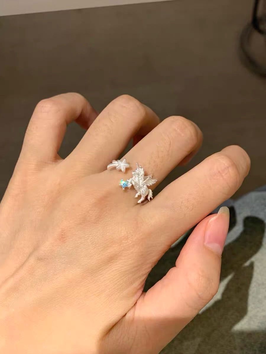 Unicorn Collection S925 Sterling Silver Adjustable Ring