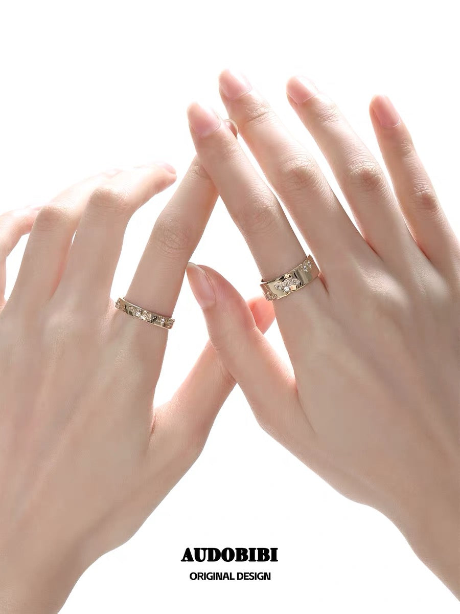 BROKEN II S925 Sterling Silver Champagne Gold-plated Couple Ring