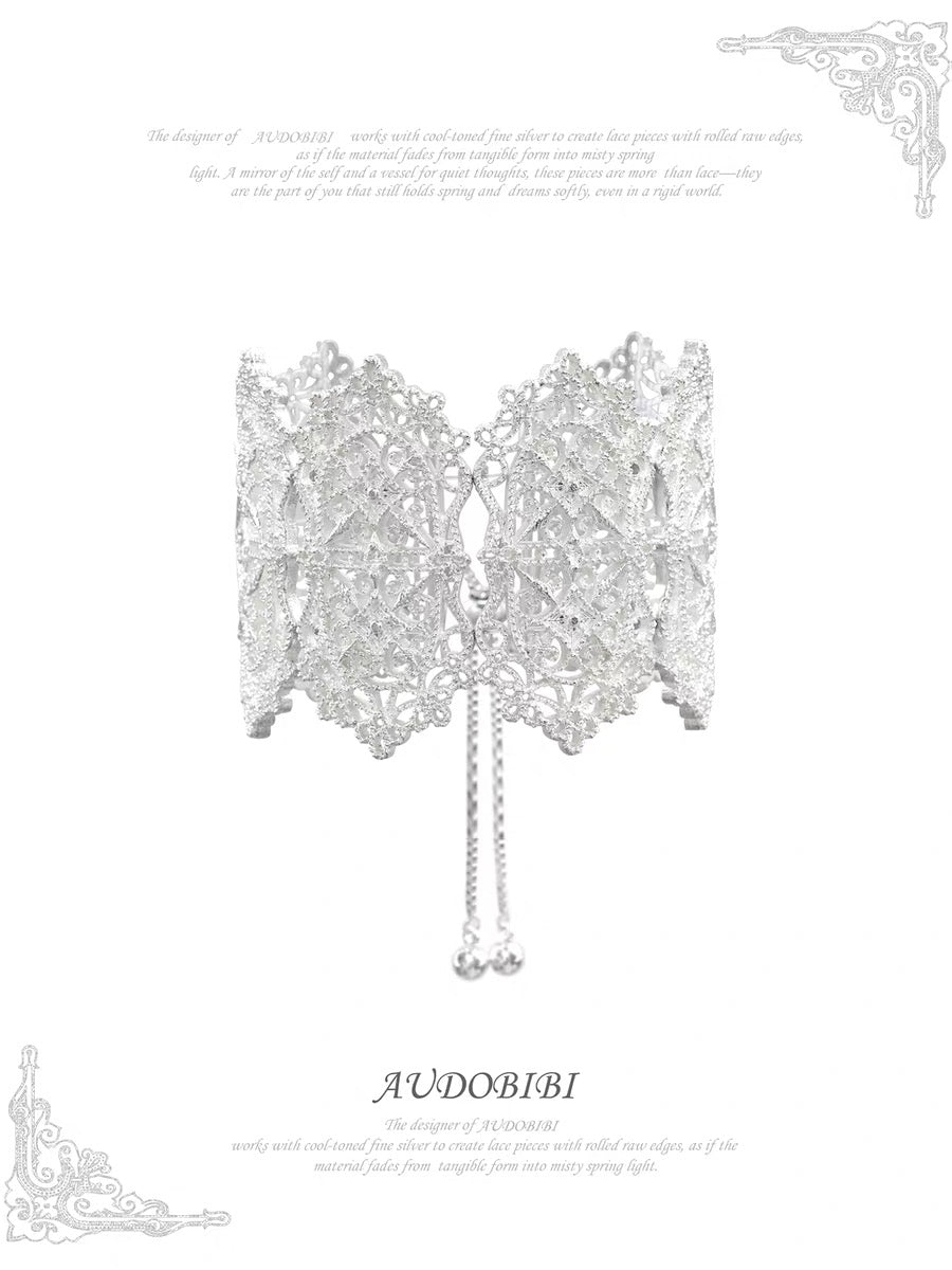 Dreaming in Lace Platinum Plating Statement Filigree Slider Bracelet